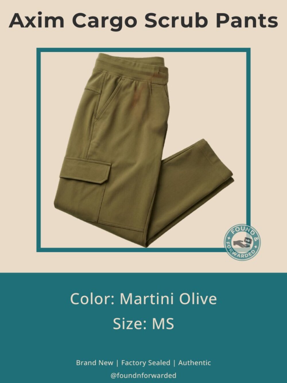 NWT FIGS Axim Cargo Scrub Pants Men Martini Olive MS